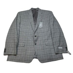 Michael Kors Kent Sport Coat‎ Mens 46R 46 Black White Plaid Stretch Classic $295